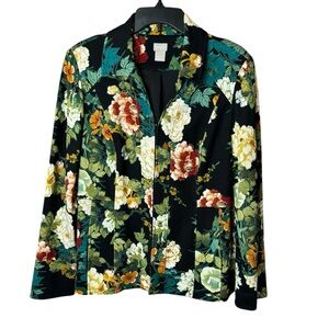 Chicos Floral Ponte Jacker Blazer - Sz 1 (8/10)